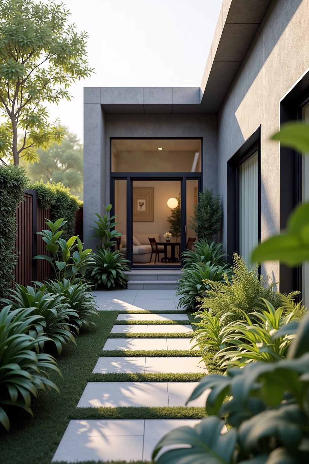 modern kleiner garten reihenhaus outline 4