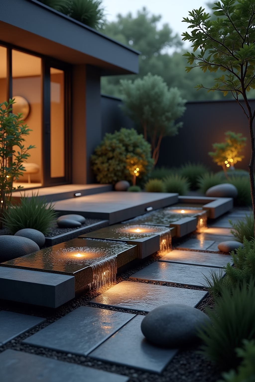 modern kleiner garten reihenhaus outline 6